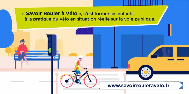 Savoir Rouler à vélo, c'est former les enfants à la pratique du vélo en situation réelle sur la voie publique.